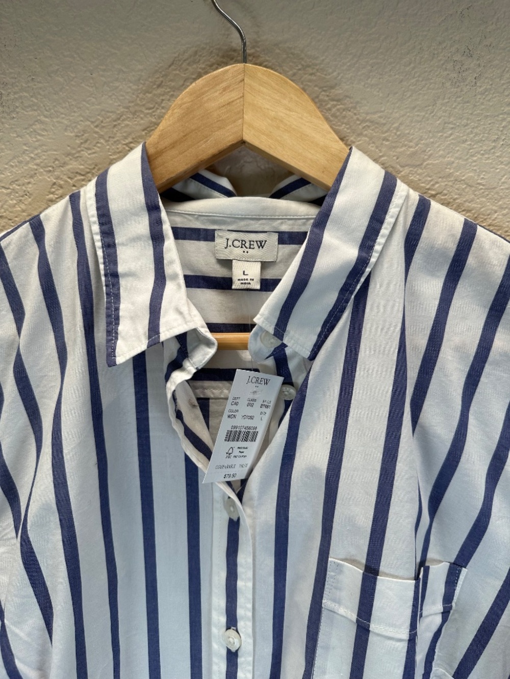 NEW J. Crew Factory Classic Bold Stripe Shirt Women's L Business Nautical 2024 - Picture 4 of 16